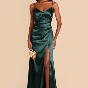 Emerald satin formal dress
